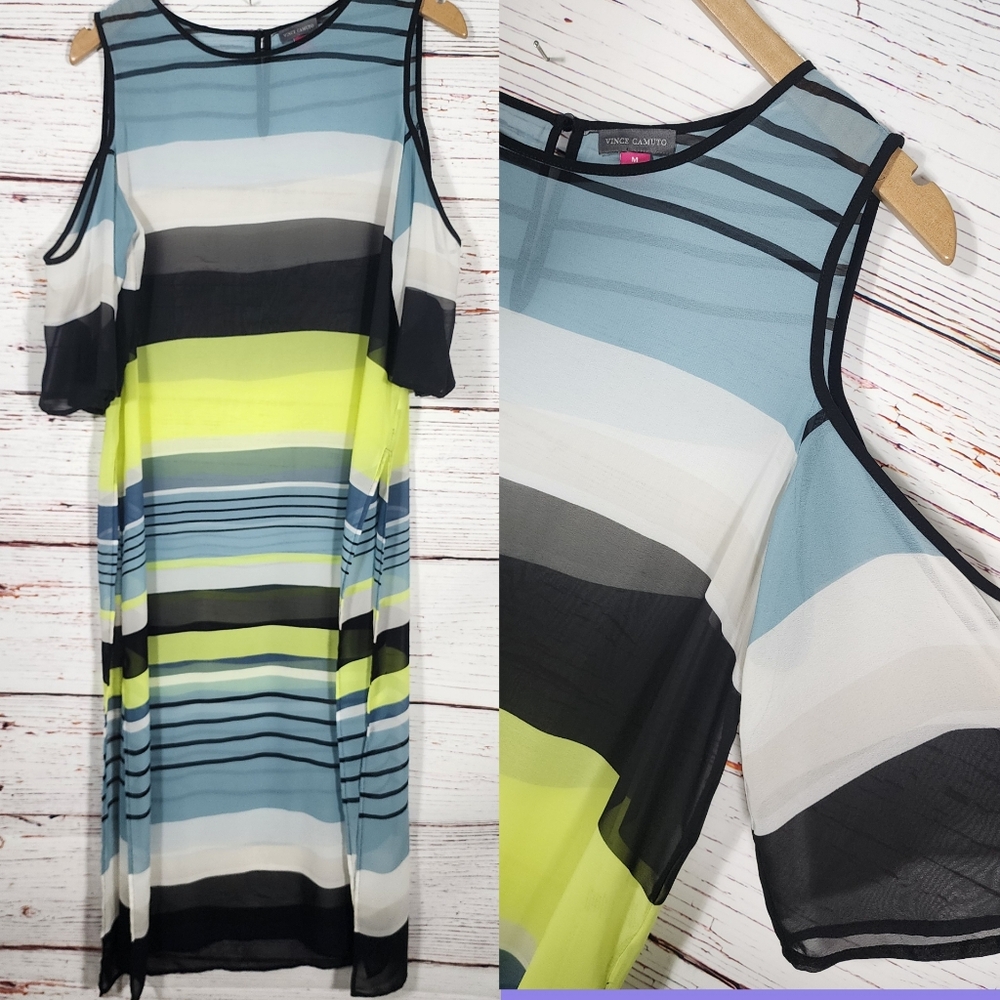 Vince Camuto Striped Sheer Long Top